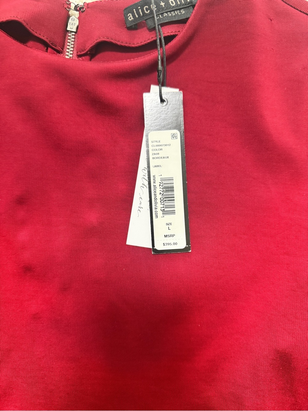 Alice & Olivia Red Fox Fur Cuff Long Sleeve Top - Picture 5 of 7
